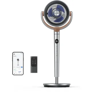 Dreo Standventilator, 120°+120° Smart Oscillating Floor Fans mit Wi-Fi/Sprachsteuerung, 80 ft Fan For Bedroom, DC Motor Quiet Fans, einstellbare Höhe, 8 Geschwindigkeiten, 6 Modi, 12H Timer, Office