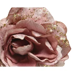 Künstliche Samtrose Clip Kunstblumen Kunstrosen Hochzeit Christbaumschmuck rosa