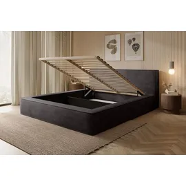 FEDVE Polsterbett, Anthrazit, Textil, 140x200 cm, Schlafzimmer, Betten, Polsterbetten