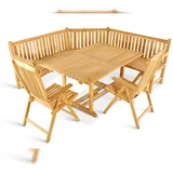SAM Outillage Gartenmöbel Set 4tlg mit Eckbank Teak Gartentisch ausziehbar 180-240 cm KUBA/ARUBA