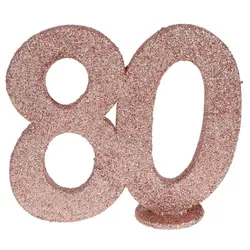 80. Geburtstag roségold glitzer Tischdekoration 11x 10 cm Zahl 80