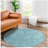 Carpet City Hochflor-Teppich »City Shaggy«, rund, 30 mm Höhe, Teppich Einfarbig Uni, besonders flauschig-weich blau