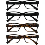 The Reading Glasses Company Die Lesebrille Unternehmen 4er-Pack Herren Schwarz Braune Schildpatt Groß Designer Stil Leser Federscharniere RRRR11-1122 +1,00
