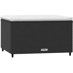 vidaXL Gartenhocker, Sitzhocker mit Kissen Stahlrahmen, Modular Hocker für Garten Terrasse, Fußhocker Gartenmöbel, Schwarz Poly Rattan