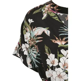 URBAN CLASSICS Damen Ladies Short Viscose Belt Jumpsuit T-Shirt, Black tropical), M - M