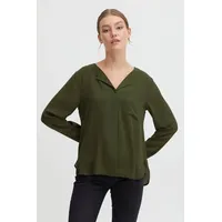 Oxmo Langarmbluse OXHally 21800111-ME Bluse mit V-Ausschnitt in Grün