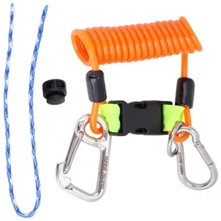 Keenso Tauchen Spiralkabel, Tauchen Federspule Klettern Lanyard Sicherheit Notfall Spiralkabel mit Schnellverschluss (Orange) - Approx. 16.3 * 7 cm / 6.4 * 2.7 in
