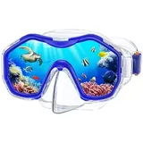 JEMULICE Taucherbrille Kinder, Schwimmbrille Kinder Schnorchelmaske für Jungen Mädchen, Tauchmaske mit Nasenabdeckung 180° Panorama HD Anti Nebel Anti-Leck Taucherbrille für Kinder 4-16 Jahre