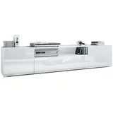 Vladon Mogan Lowboard 181 x 39 x 35 cm Weiß matt/Weiß Hochglanz MDF/Spanplatte