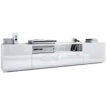 Vladon Mogan Lowboard 181 x 39 x 35 cm Weiß matt/Weiß Hochglanz MDF/Spanplatte