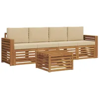 vidaXL Sofagarnitur mit Kissen Natur/Beige Massivholz Akazie