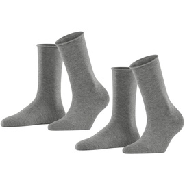 Esprit Damen Socken Basic Pure 2-Pack W SO Baumwolle einfarbig 2 Paar, Grau (Light Grey Melange 3390), 39-42