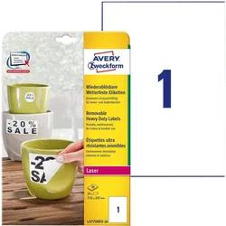 Avery Zweckform L4775REV - Polyester - matt - selbstklebend, entfernbarer Klebst