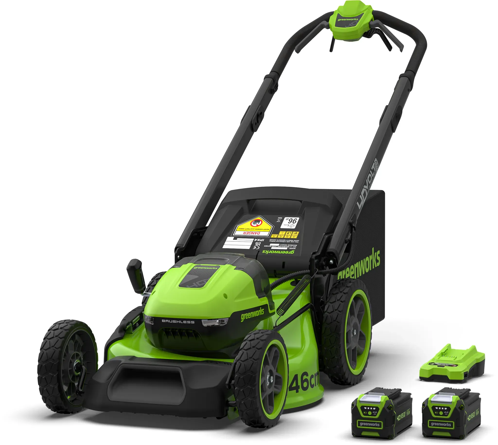 Greenworks 40V Rasenmäher 46cm mit Radantrieb Gen. II - 2x 4Ah Akkus