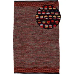 Teppich CARPETFINE "Kelim Mia", orange (terra), B:140cm H:6mm L:200cm, Baumwolle, Teppiche, Baumwolle Wendeteppich, Wohnzimmer