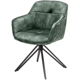 Riess-Ambiente Stuhl EUPHORIA - dunkelgrün Samt mit Armlehne Metallgestell schwarz drehbar Esszimmer