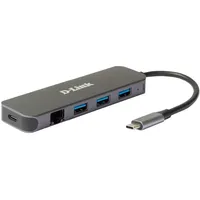 D-Link DUB-2334 5-In-1 USB-C Hub mit Gigabit-Ethernet/Stromversorgung