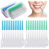 400 Stück Interdentalbürsten, Silikon Interdentalbürsten, Weiche Silikon adaptive Interdentalbürste, Tragbarer Dual-Use Zahnseide Stick, Dentalbürsten Zwischenraum, Doppelseitige Interdentalbürsten