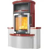 Kaminofen HARK 44-5.34 GT FlameKat Raumluftunabhängig 8 kW - Ofenkacheln: brillant-rot - Korpus: titan/verchromt