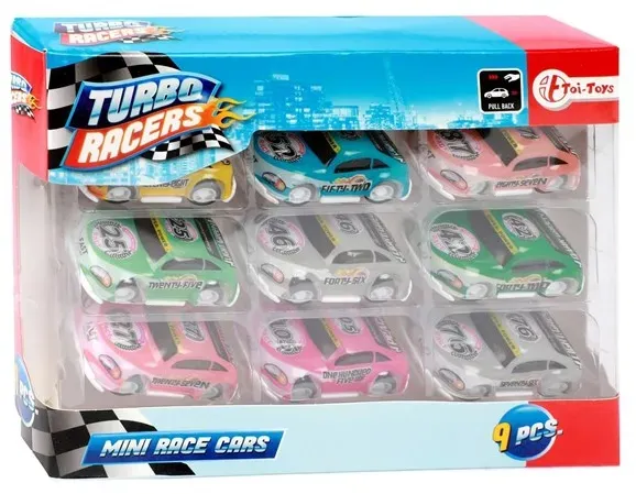 Turbo Racers Mini Rally Pull Back Cars 9pcs.