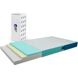 alpha mat Matratze 140x200, Schaumstoffmatratze Discovery, Schlafmatratze Höhe 20 cm mittelfest H2 / H3 - Öko-Tex - Kühlender Stoff Alpha Cool, Rollmatratze, Kaltschaummatratze