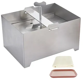 1pc Tofu Press 6x5x3.5 poliertes Edelstahl -Tofu -Hersteller mit Gaze Stoff und Tropfschale Handbuchkäsepresse für Haushalt