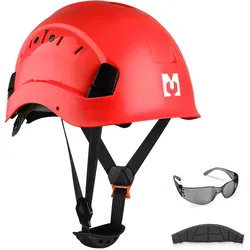 Mustbau Sicherheitshelm-Set - Schutzhelm mit Schutzbrille, Verstellbarer Kopfriemen von 53 bis 63 cm