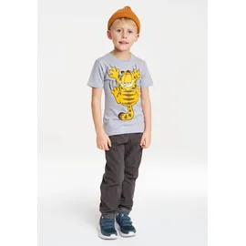 LOGOSHIRT T-Shirt "Garfield", Mädchen, Gr. 128, grau (grau, meliert), 100% Baumwolle, bedruckt, meliert, normal, Rundhals, Shirts T-Shirt, mit witzigem Print