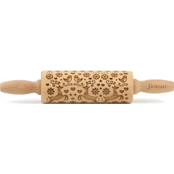 Teigroller FOLKROLL "3D-Motiv-Teigrolle", braun, L:23cm, Buchenholz, Teigroller, Rentier