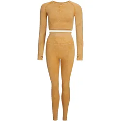 Sportleggings - MIDOYA BootiieTM - Dein 2-Teiliges Wohlfühl Fitness Set Goldgelb / M - BootiieTM Zweiteiler - Fitness Set - Goldgelb - M