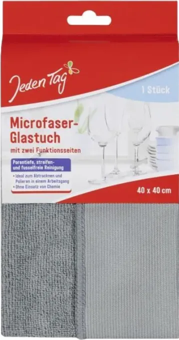 Jeden Tag Mikrofaserglastuch 40x40cm