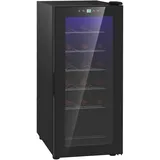 HOMCOM Weinkühlschrank Kompressor für 18 Flaschen, 50 L Getränkekühlschrank mit Glastür, 5-18°, Flaschenkühlschrank mit Touchschlater, LED-Anzeige, Schwarz