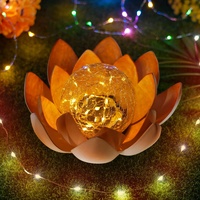 Aimiyaelec solarlampen für den garten Dekorative Solar Lotusblüte LED Solar Lotus Laterne Lotusblüte Solarlampe angenehm warmweißes Licht tollem Licht durch Bruchglasoptik solar lotusblüte