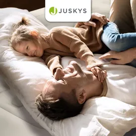 Juskys Luftmatratze Sapri L in Grau / Anthrazit - 2 Personen Luftbett selbstaufblasend - integrierter Pumpe