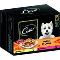 Cesar Multipack in Gelee mit Huhn Karotten Rind und Gemüse 4x12x100g