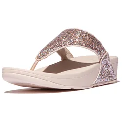 Zehentrenner FITFLOP "LULU", Damen, Gr. 37, beige, Synthetik, modisch, Schuhe, Dianette, Pantolette, Slides mit buntem Glitter