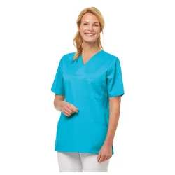 Leiber Damenkasack, kurzarm, leicht tailliert, türkis 08/2732/76-XXL , Größe: XXL