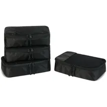 Amazon Essentials 4-teiliges Packwürfel-Reisezubehörset, Gepäckorganizer mit Doppelreißverschluss, Netzoberseite, Polyester, klein, schwarz (früher Amazon Basics)