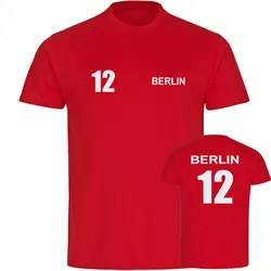 multifanshop Kinder T-Shirt - Berlin rot - Trikot Nummer 12 - Druck weiß - Kind