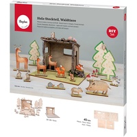 Rayher Holz Steckteil Waldtiere, Holz-Bausatz, FSC Mic Credit, natur, 45-teilig, als Adventskalender der besonderen Art zu verwenden, 46604505