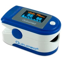 QUIRUMED Tragbares Pulsoximeter für Sauerstoffsättigung (SpO2) und Pulsmessung mit plethymografischer Wellenform, Pulsmonitor, LED-Anzeige, sofortige Ablesung