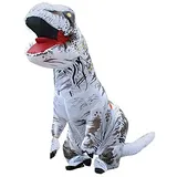JASHKE T rex Kostüm Aufblasbares Dinosaurier Kostüm Dino Kostüm T rex Kostüme Erwachsene (Weiß)