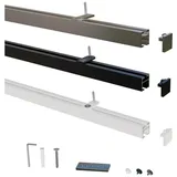 Gardineum - 4.00 m (2 x 2.00 m + Verbinder) - eckige 20 x 20 Innenlaufschiene mit Deckenträger, schwarz