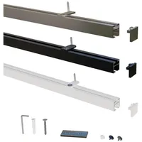 Gardineum - 4.00 m (2 x 2.00 m + Verbinder) - eckige 20 x 20 Innenlaufschiene mit Deckenträger, schwarz