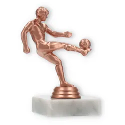 Pokal Kunststofffigur Fußballspieler bronze auf weißem Marmorsockel 13,0cm