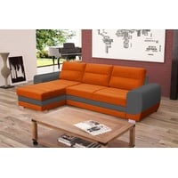 JVmoebel Ecksofa, Sofa Schlafsofa Designer Sofa mit Bettfunktion + Bettkasten grau|orange