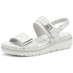 Keilsandalette TAMARIS, Damen, Gr. 39, weiß, Leder, modisch, Schuhe, Plateau, Sommerschuh, Riemchensandale mit Schmuckelement