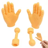 YEMVAR 1 Paar Kleine Hände Fingerpuppe, Lustige kleine Hände mit Stab, Mini Hände Gummi Lustige Minihände, Fingerhände für Geburtstagsfeiern Zaubertricks Haustiere Spiele Party