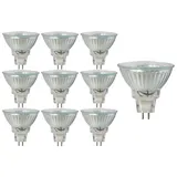 Trango 10er Set MR16030 LED Leuchtmittel mit MR16 Fassung zum Austausch von herkömmlichen Halogen Leuchtmittel MR16 I GU5.3 I G4 12 Volt 3000K warm-weiß Glühlampe, Reflektor Lampe