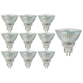 Trango 10er Set MR16030 LED Leuchtmittel mit MR16 Fassung zum Austausch von herkömmlichen Halogen Leuchtmittel MR16 I GU5.3 I G4 12 Volt 3000K warm-weiß Glühlampe, Reflektor Lampe